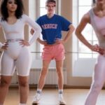 Energetic group exercise class with diverse participants in a bright indoor gym.