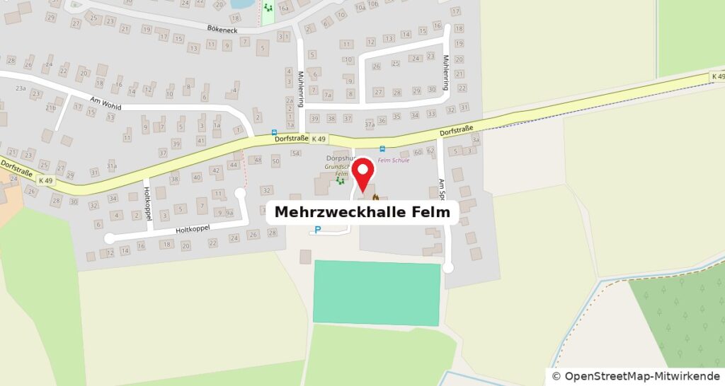 Lageplan: Mehrzweckhalle Felm an der Dorfstraße